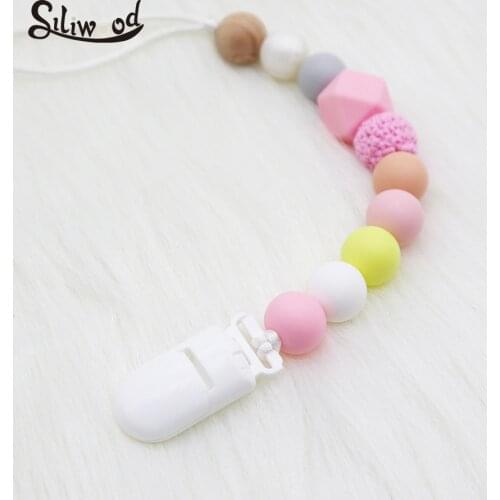 NEW Baby Pacifier Clip Silicone Pacifier Chain Food Grade Silicone Beads For Baby Teething Soother Chew Toy BPA Free Dummy Clips