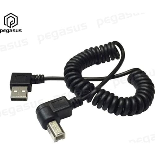 Spring Wire USB 2.0 B 90 Degree Elbow to USB 2.0 A Right Angle Male to Male Printer Data Cable
