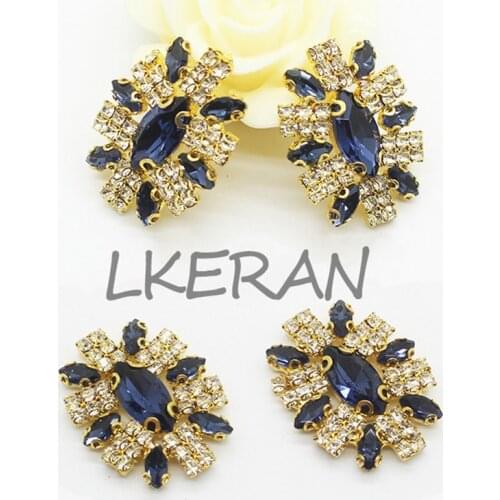 LKERAN 2Pc New Fashion Crystal Rhinestone Buttons Porous DIY Sewing Decoration Button For Clothing 20X25mm