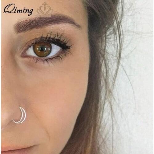 QIMING Fake Nose Ring Clip On Nose Ring Faux Nose Ring Fake Piercings Tragus Earrings Simple Nose Ring Jewelry