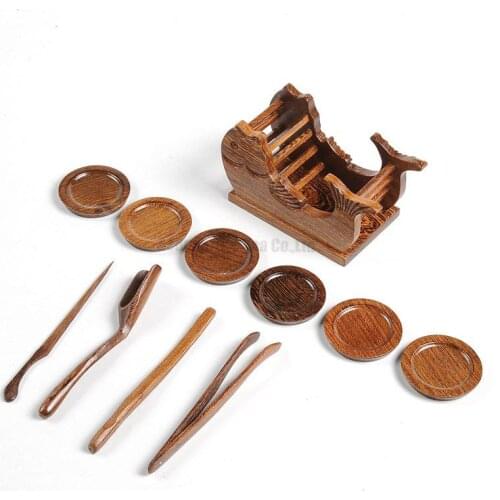 Luxurious 11pcs Arts Tea Tools,Valuablb Chicken-wing Wood Tea Plate/Caddy/Clamp/Spoon/tick/Needle,Chinese Tea ceremony gentleman