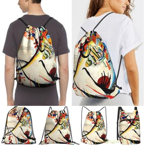 Kandinsky - Blue Segment Women Drawstring Sackpack Gym Bags Men Outdoor Travel Backpacks For Training Fitness Swimming Bag