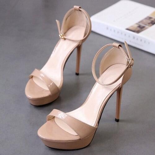 Summer Women Sandals Fashion Peep Toe Thin Heel Women Shoes High Heel 12CM Platform Elegant Party Wedding Shoes Ladies Sandals