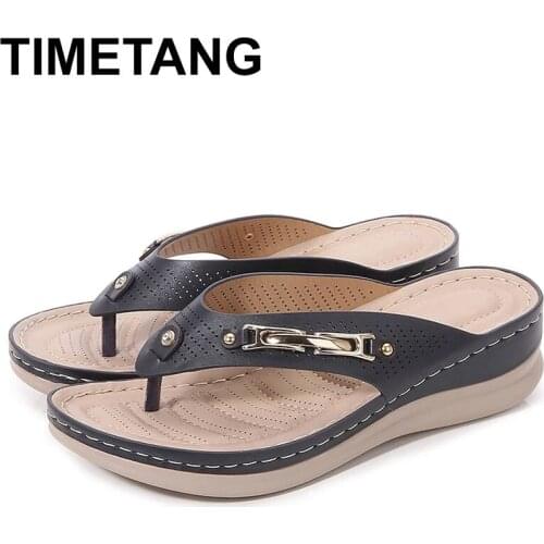 TIMETANG Summer Women Fashion Flip Flops Female Sandals Wedge Thick Bottom Plus Size Shoes Comfortable Womens Platform Sandals