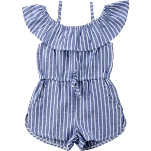 Pretty Toddler Kids Girls Stripe Sleeveless Romper Jumpsuit Clothes Outfit Size 1-6Y