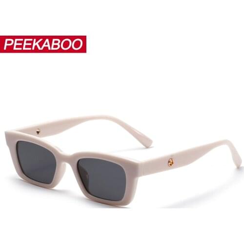 Peekaboo small square sunglasses women retro summer style rectangular male sun glasses uv400 female beige green gray