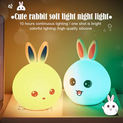 New Style Rabbit LED Night Light for Children Baby Kids Bedside Lamp Multicolor Silicone Touch Sensor Tap Control GK99