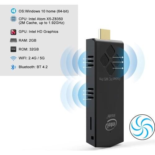 UNIWA T5B Portable Mini PC Windows 10 PC Stick with HD Wifi BT4.2 Mini Computer 4GB 64GB Intel Z8350 Quad Core 8GB 128GB