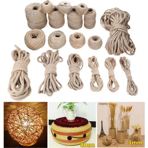 1mm-12mm Jute Fabric Rope Twine Rolls Hemp Twisted Cord Macrame String DIY Handmade Home Textile Wedding Decoration Best Gift