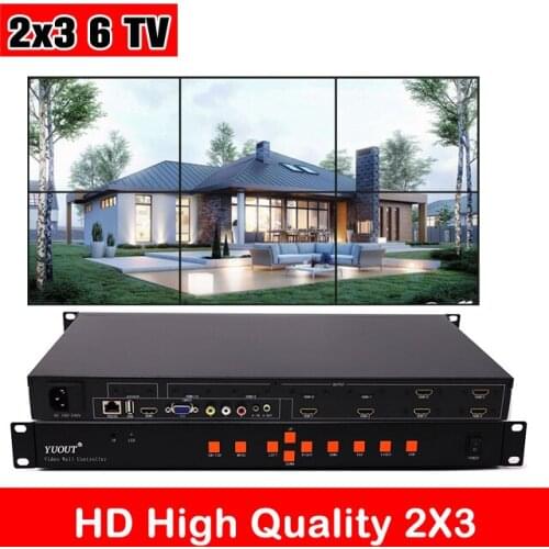 HDMI Video Wall Controller 2x3 images stitching image processor Video Wall Controller six Channel HDMI VGA AV Video Processor