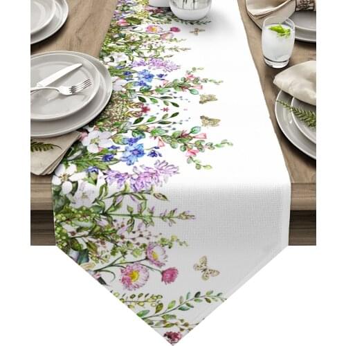Vintage Watercolor Herb Table Runner Luxury Dining Table Decor Tablecloth Table Runner for Wedding Party