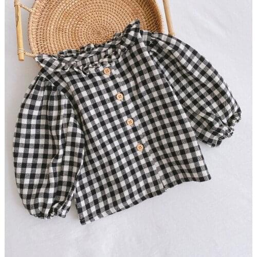 Vintage Lattice Baby Girl Clothes Set Spring Autumn Cotton Girls Soft Long Sleeve Shirt Romper Clothes Newborn Baby Outfits