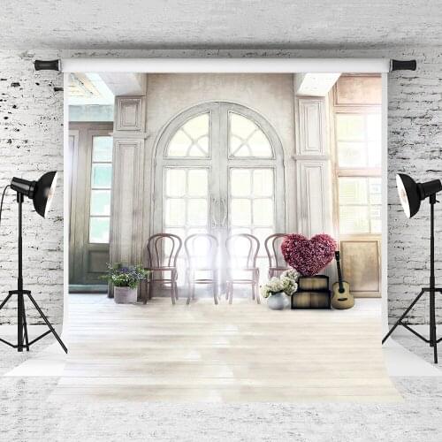 VinylBDS White Indoor Wedding Photostudio Background Window Microfiber Photo Backdrops Flower Props Photography Photobooth
