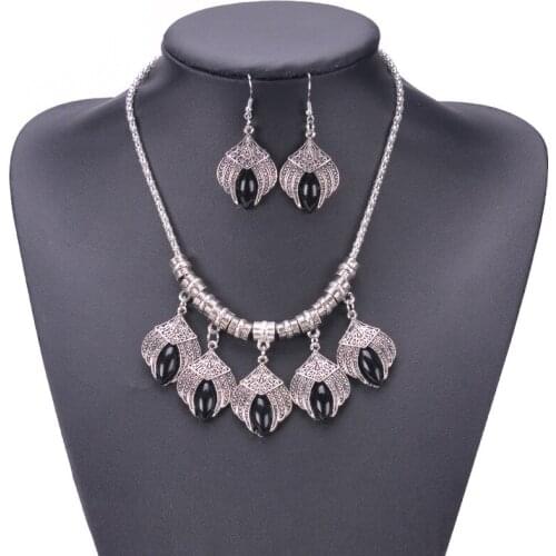 Vintage Choker Pendant Necklace Earring Statement Jewelry Sets For Women Antique Fashion Geometric Necklace Sets Duftgold