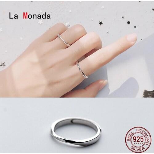 La Monada Couple Women Ring 925 Sterling Silver Minimalist Rings For Women 925 Silver Fine Jewerly Rings Woman Adjustable Pair