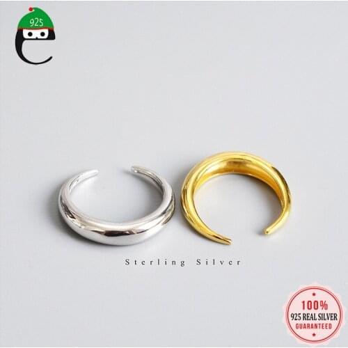 ElfoPlataSi Authentic 925 Sterling Silver Sweet Smooth Surface Moon Opening Ring For Women Silver 925 Ring Jewelry Gift DA706