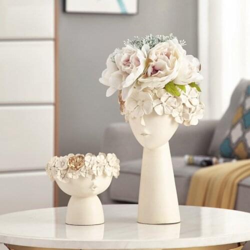 1 Pair Creative Human Head Vase Sundries Storage Box Decorative Resin Vase Mothers Day Home Model Room Decoration Ornaments
