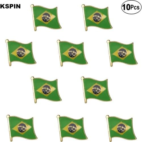 Brazil Flag Lapel Pin Flag badge Brooch Pins Badges 10Pcs a Lot