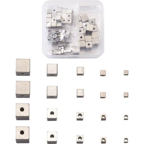 100pcs/box Stainless Steel Beads Square Shape Loose Spacer Beads For Jewelry Making Handmade DIY Bracelet Necklace Accessories