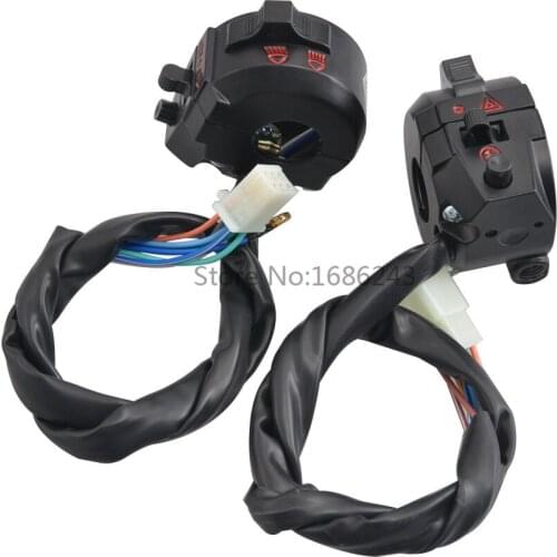 2xBlack Motorcycle 7.8" Handlebar Switch Control Assembly Fits For Honda CG125 ZJ125