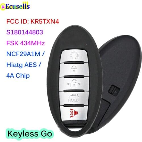 4+1B FSK 434MHz Keyless-Go Smart Key for Nissan 2019-2020 Altima NCF29A1M/HITAG AES/4A Chip FCC ID: KR5TXN4 S180144803