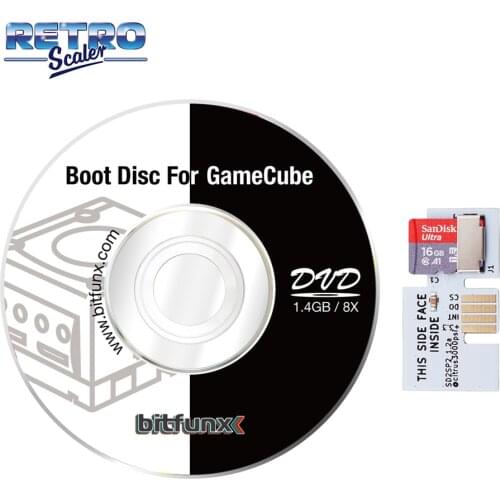 RetroScaler SD2SP2 Reader Adapter with Mini TF Card(NGC Games Installed) + Swiss Boot Disc Mini DVD for Nintendo Gamecube NGC