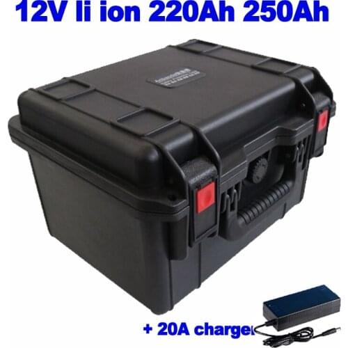 12V 12.6V 220Ah 250Ah deep cycle Lithium ion li ion polymer battery pack for yacht thruster trolling motor RV EV + 20A charger