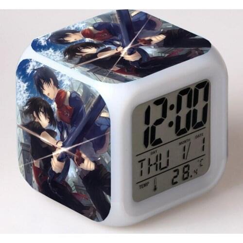 Anime Akame ga KILL! Cartoon LED 7 Color Flash Digital Alarm Clocks Night Light Bedroom Desk Clock despertador Alarm-Clock