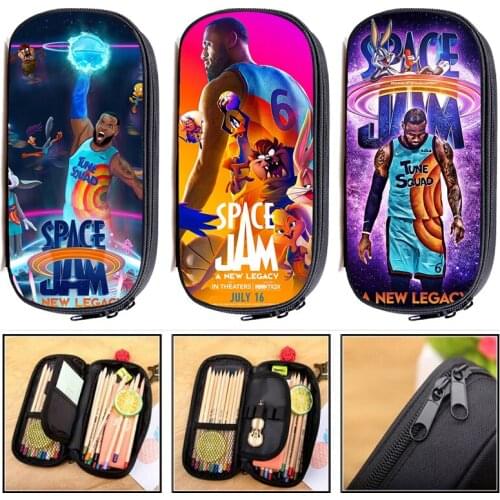 3D Anime Space Jam A New Legacy Pencil Case Teenager Makeup Cases Cosmetic Box Zipper Basketball We Win Storage School Supplies
