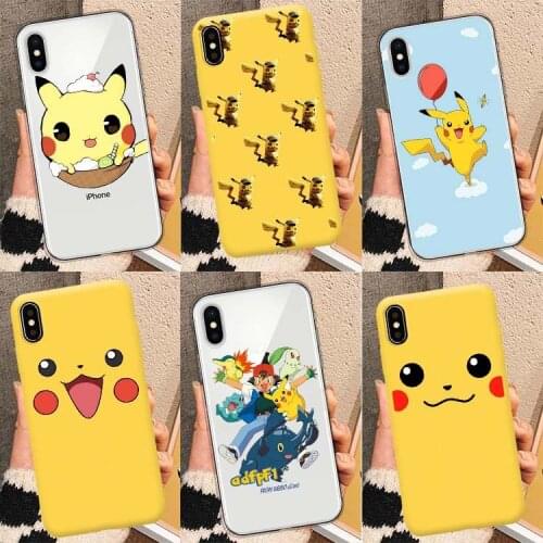 Pokemon Pikachu Phone Case for IPhone 7 / 8 / Plus X / XS / XR / XS Max / 11 / 12 /Pro Cute Cartoon Anti-fall Silicone Case Gift
