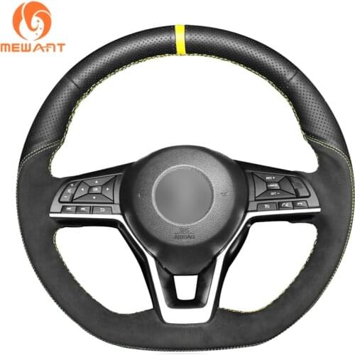 Black Genuine Leather Black suede Car Steering Wheel Cover for Nissan Qashqai X-Trail Leaf Juke Micra Serena 2017-2020 Altima