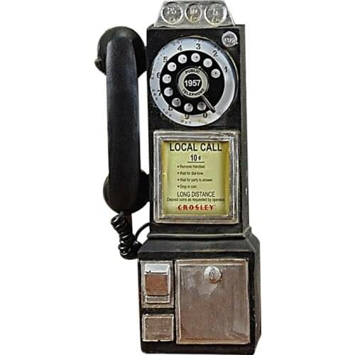Home Decor Vintage Telephone Model Wall Hanging Crafts Ornaments Home Furniture Figurines Phone Miniature Gift