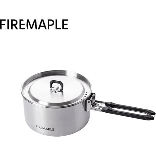 Fire Maple Stainless Steel Camping Pot with Lid Portable Cooking Pot with Folding Handle Cookware for Hiking Backpacking 0.8L