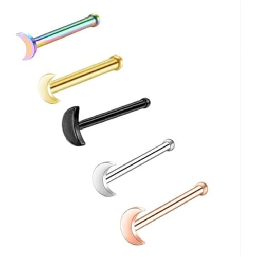 New Arrival Silver Gold Black Color Moon Nose Piercing Rings Septum Nose Stud Ear Rings For Women & Men Fashion Body jewelry