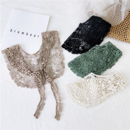 Summer Dress Crochet Lace Fake Collars for Women Shirt False Collar Girls Small Cape Shawl Blouse Tops Detachable Collar