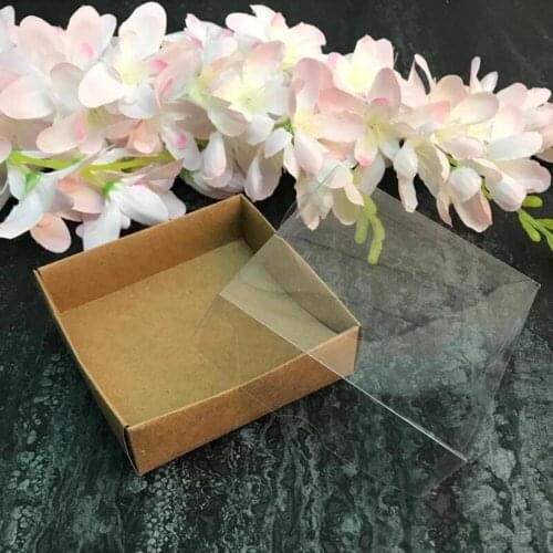 Multipurpose Empty Kraft Cardboard Box With Transparent Acetate Perfect choice for baby shower, wedding 10X10X3 CM
