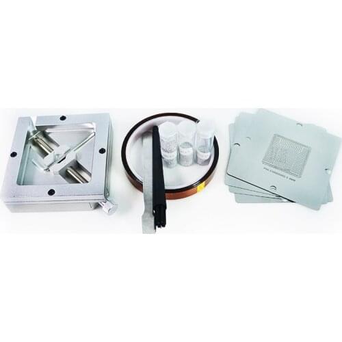 90MM Reball Fixture Reballing Kit 4pcs BGA Stencils For PS4 Solder Balls ESD Tweezer Brush BGA Rework Tools