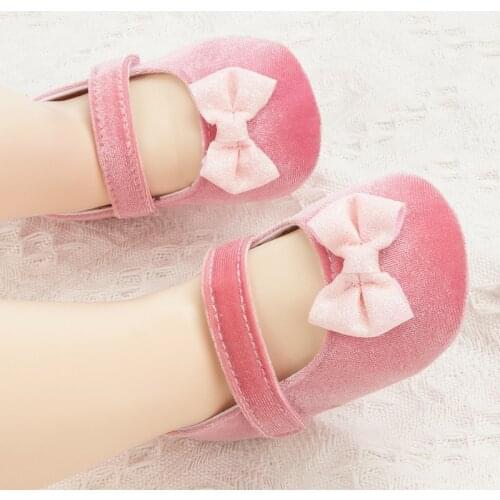 New Baby Girl Shoes Princess Pink Flower Bowknot Toddler Shoes Soft Bottom Anti-slip First Walkers Newborn Infant Crib Shoes
