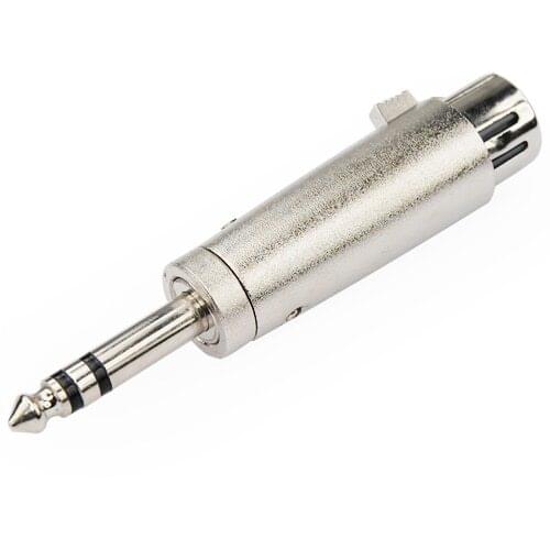 New Silver XLR female to 6.3mm Jack Lead Plug Mic Microphone Patch Cable Adapter