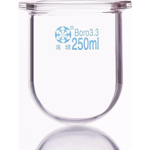 Single-layer cylindrical round bottom open reactor bottle,Capacity 250ml,100mm flange outer diameter,Reagent bottle