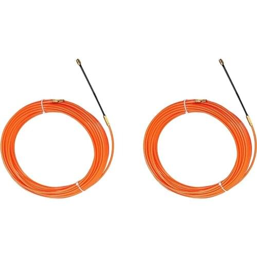 2PCS 4Mm Orange Guide Device Nylon Electric Cable Push Pullers Duct Snake Rodder Fish Tape Wire, 5 Meter & 15 Meter
