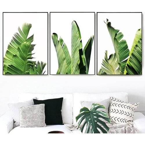 Green Plant Nordic Canvas Painting ropical Palm Banana Turtle Leaf Prints Poster Wall Art Picture Bedroom Living Room Home Decor