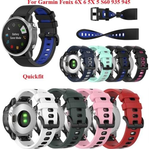 26 22mm Quick Release Watchband For Garmin Fenix 6 6X Pro 5X 5 3 3HR 945 Silicone Easyfit Wrist Strap For Fenix 6 Fenix 5 Watch