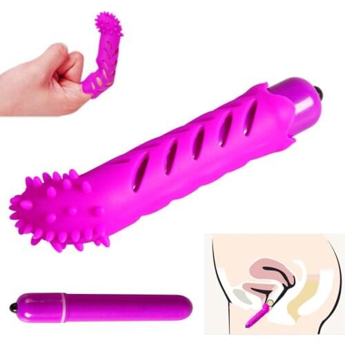 Silicone Finger Sleeve Dildo Vibrators G-spot Vagina Clitoral Stimulator Bullet Vibrator Adult Sex Toys Masturbator for Women