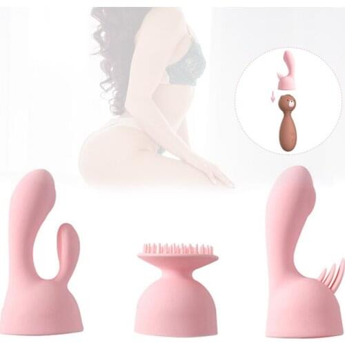 Hot Sex Toy Accessories Soft Flexible Silicone Vibrator Head Sleeve Replacement AV Stick Masturbation Device for Women Men