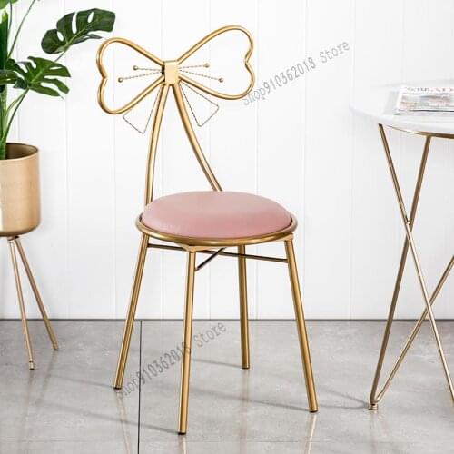 Modern Minimalist Bowknot Net Red Makeup Dressing Stool Backrest Manicure Chair Bedroom Ins Nordic Girl Backrest