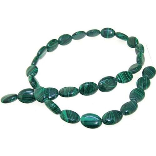 Unique Pearls jewellery Store 10x14mm Oval Green Malachite Jasper Egg Malachite Jasper Gemstone Beads Full Strand 15