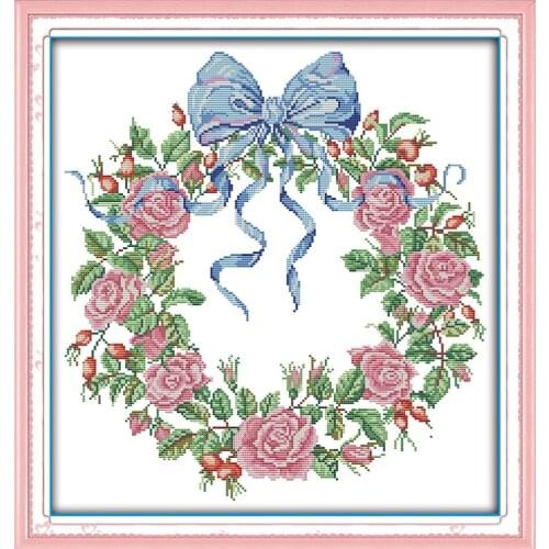 Everlasting Love Rose Garland Chinese Cross Stitch Kits Ecological Cotton Clear Stamped Printed 11CT 14 DIY Christmas Decoration