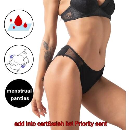 Menstrual Panties Lace Leakproof Womens panties 4-Layer Fast Absorbent Menstrual Panties bamboo Underwear plus size lingerie
