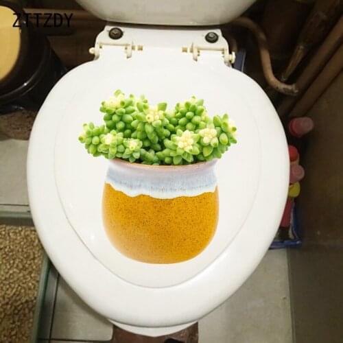 ZTTZDY 21.8×23.8CM Fresh Potted Plants Home Bathroom Decoration Creative Wall Stickers Toilet Decals T6-0062